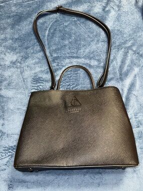 Loungefly Black Structured Satchel with Top Handles and Adjustable Strap